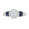 Thumbnail Image 4 of Vera Wang Love Collection 3/4 CT. T.W. Diamond Frame and Blue Sapphire Engagement Ring in 14K White Gold