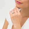 Thumbnail Image 2 of Vera Wang Love Collection 1 CT. T.W. Oval Diamond and Blue Sapphire Triple Frame Engagement Ring in 14K White Gold