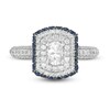 Thumbnail Image 4 of Vera Wang Love Collection 1 CT. T.W. Oval Diamond and Blue Sapphire Triple Frame Engagement Ring in 14K White Gold