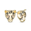 Wonder Woman™ Collection 1/15 CT. T.W. Champagne Diamond Cheetah Stud Earrings in 10K Gold and Black Rhodium