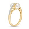 Thumbnail Image 3 of 5.0-6.5mm Freshwater Cultured Pearl and White Topaz Bypass Ring in Sterling Silver with 14K Gold Plate-Size 7