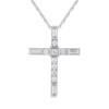 Thumbnail Image 0 of 1/4 CT. T.W. Baguette and Round Diamond Cross Pendant in 10K White Gold