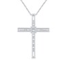 Thumbnail Image 1 of 1/4 CT. T.W. Baguette and Round Diamond Cross Pendant in 10K White Gold