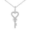 Thumbnail Image 0 of 1/5 CT. T.W. Diamond Key Heart Pendant in Sterling Silver