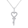 Thumbnail Image 1 of 1/5 CT. T.W. Diamond Key Heart Pendant in Sterling Silver