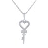 Thumbnail Image 1 of 1/5 CT. T.W. Diamond Key Heart Pendant in Sterling Silver
