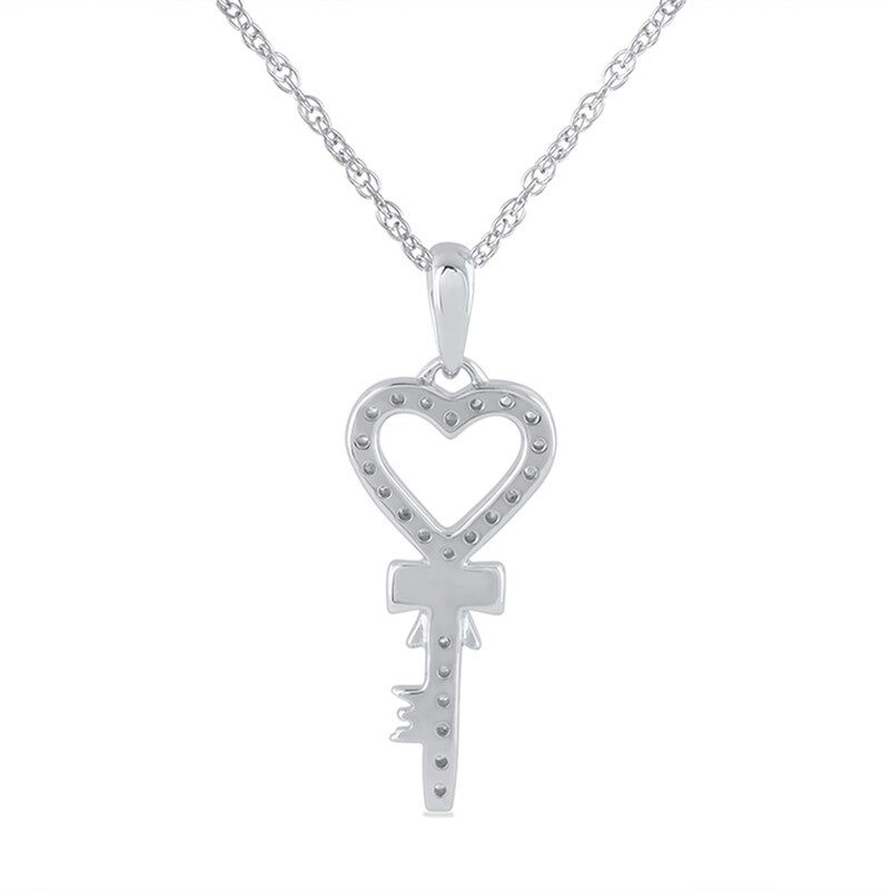 1/5 CT. T.W. Diamond Key Heart Pendant in Sterling Silver