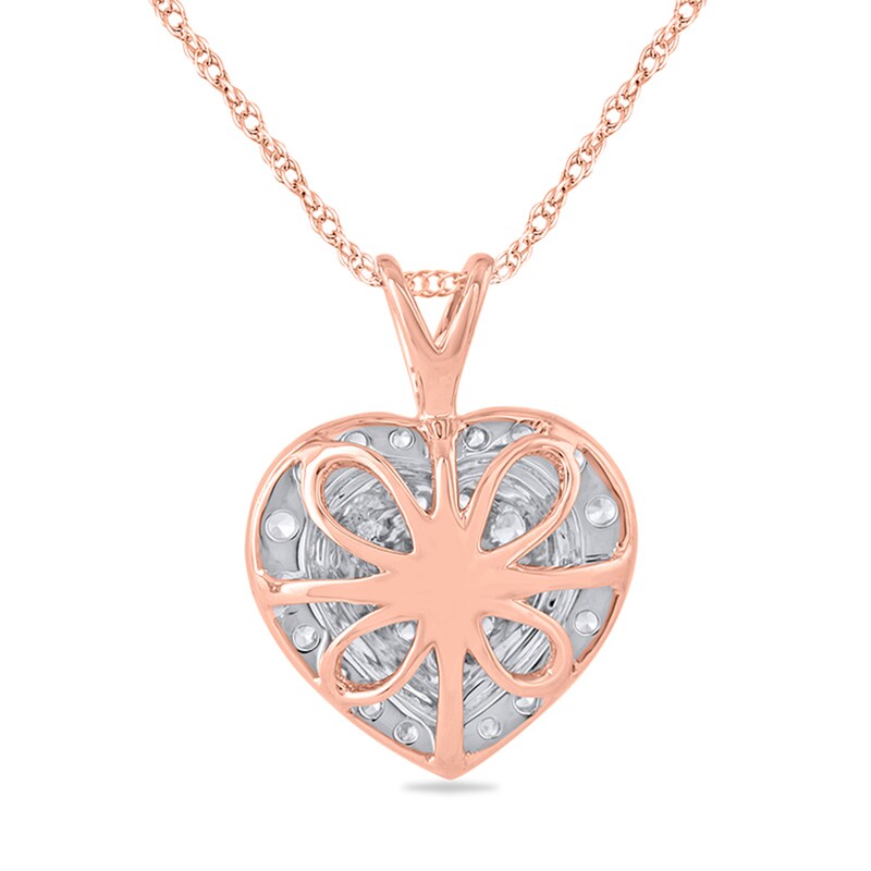 1/2 CT. T.W. Composite Diamond Frame Heart Pendant in 10K Rose Gold