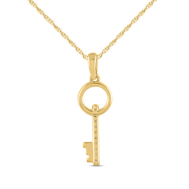 Main Image 2 of 1/20 CT. T.W. Diamond Key Pendant in 10K Gold