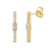 Thumbnail Image 0 of 1/5 CT. T.W. Baguette and Round Diamond Vertical Bar Drop Earrings in 10K Gold