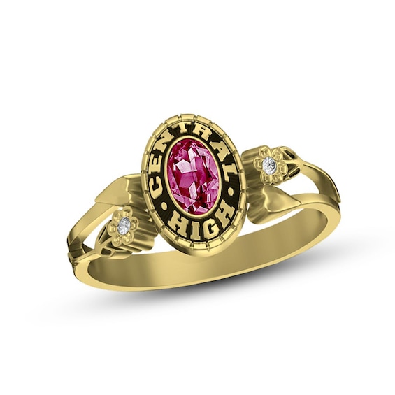 Ladies' Simulated Oval Birthstone Split Shank High School Class Ring by ...