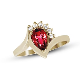 Ladies' Simulated Pear-Shaped Birthstone High School Class Ring by ArtCarved (1 Stone)