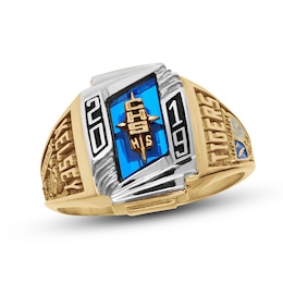 Ladies' Simulated Rectangle Birthstone High School Class Ring by ArtCarved (1 Stone)