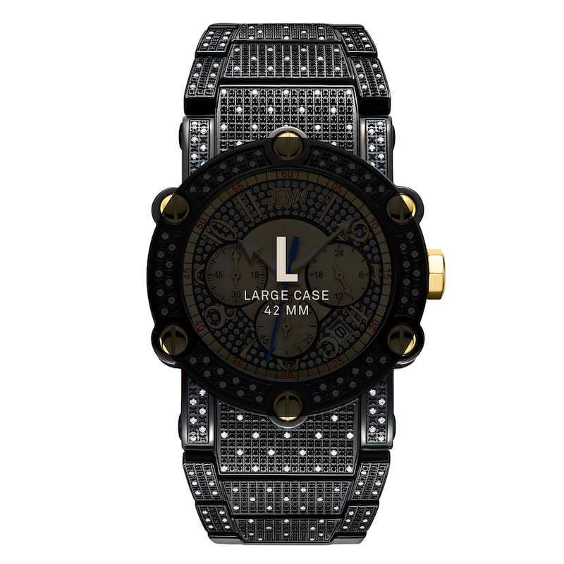 Main Image 4 of Men's JBW Phantom 2 CT. T.W. Diamond and Crystal Accent Black IP and 18K GP Chronograph Watch (Model: JB-6215-200-A)
