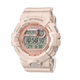 Ladies' Casio G-Shock S Series Pink Strap Watch with Rose-Tone Dial (Model: GMDB800-4)