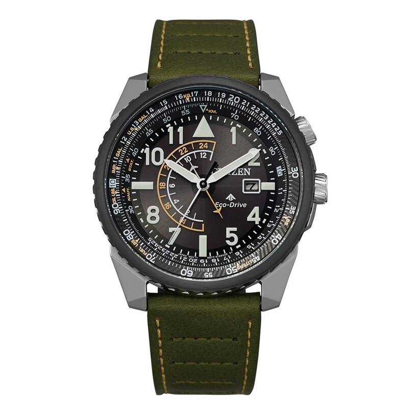 Men's Citizen Eco-Drive® Promaster Nighthawk Two-Tone Strap Watch with Black Dial (Model: BJ7138-04E)