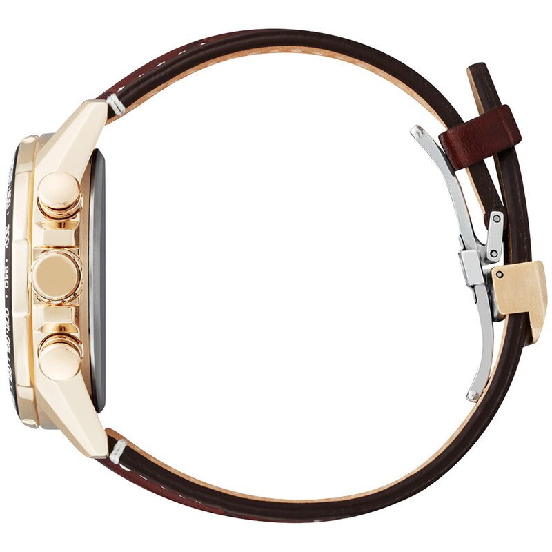 Main Image 2 of Men's Citizen Eco-Drive® PCAT Rose-Tone Chronograph Strap Watch with Green Dial (Model: CB5919-00X)
