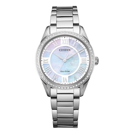 Ladies' Citizen Eco-Drive® Fiore Diamond Accent Watch with Mother-of-Pearl Dial (Model: EM0880-54D)
