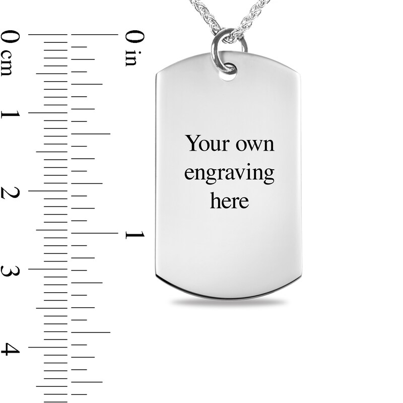 Main Image 3 of Engravable Police Shield Dog Tag Pendant in Sterling Silver (1-6 Lines) - 22"