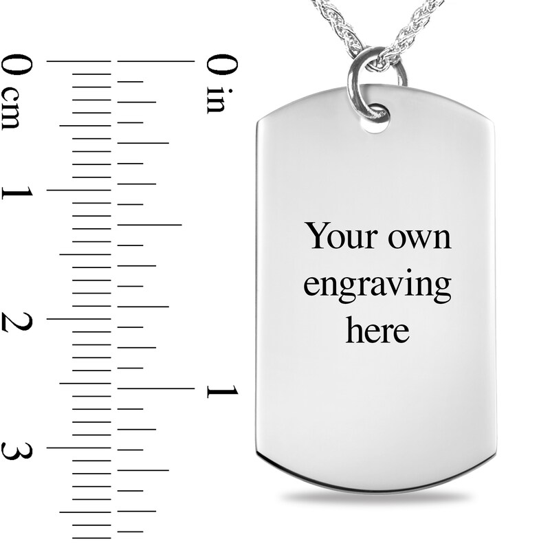 Main Image 3 of Engravable Medic Dog Tag Pendant in Sterling Silver (1-6 Lines) - 22"