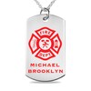 Thumbnail Image 1 of Engravable Firefighter Dog Tag Pendant in Sterling Silver (1-6 Lines) - 22"