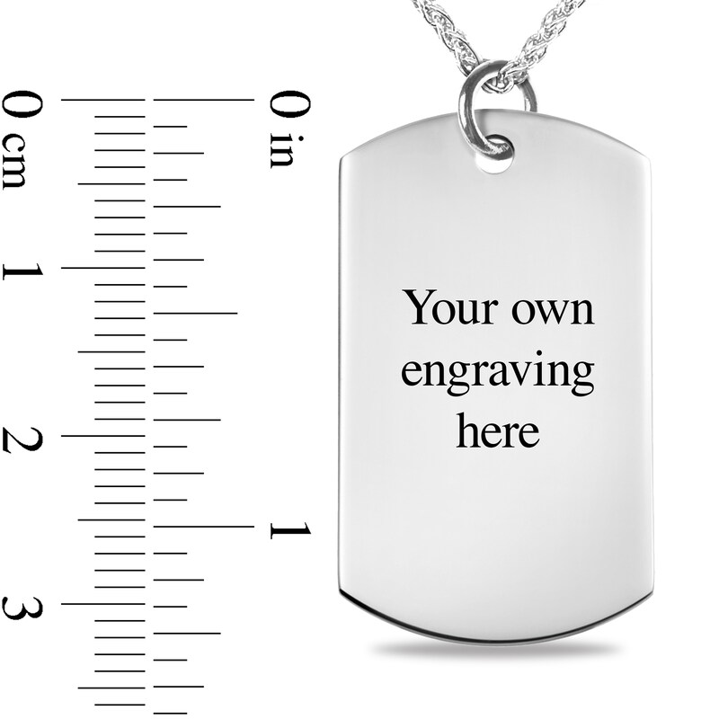 Main Image 3 of Engravable Firefighter Dog Tag Pendant in Sterling Silver (1-6 Lines) - 22"