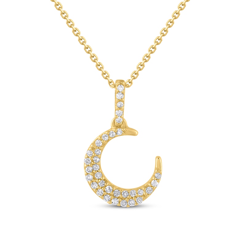 Main Image 1 of 1/10 CT. T.W. Diamond Crescent Moon Pendant in 10K Gold