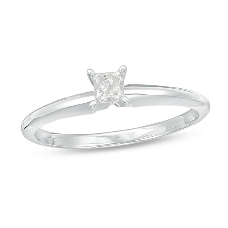 1/5 CT. Princess-Cut Diamond Solitaire Promise Ring in 10K White Gold (I/I3)