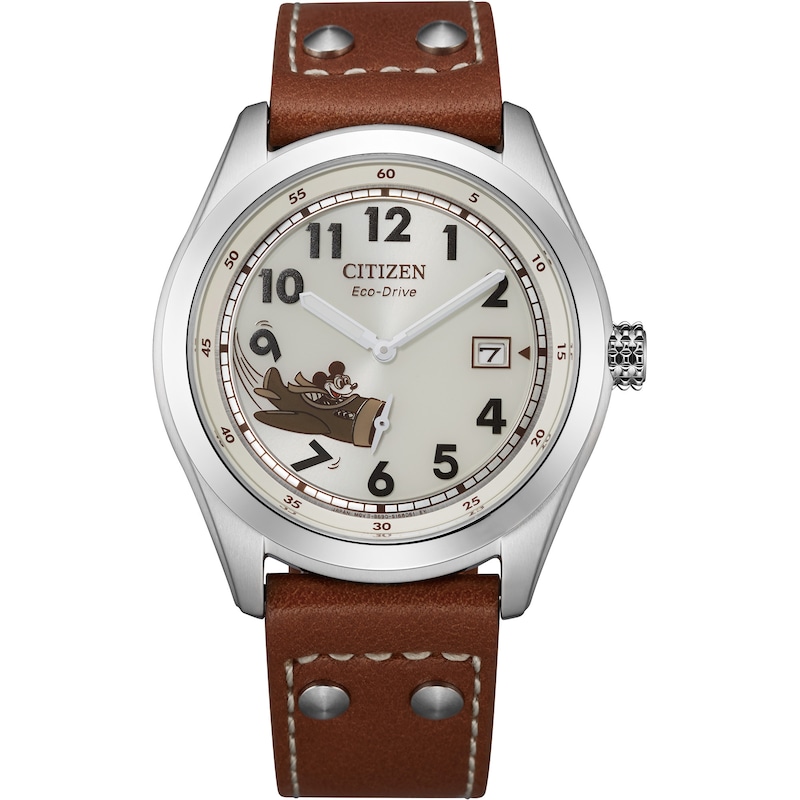 Main Image 1 of Citizen Eco-Drive® Mickey Mouse Aviator Strap Watch with Ivory Dial (Model: BV1088-08W)
