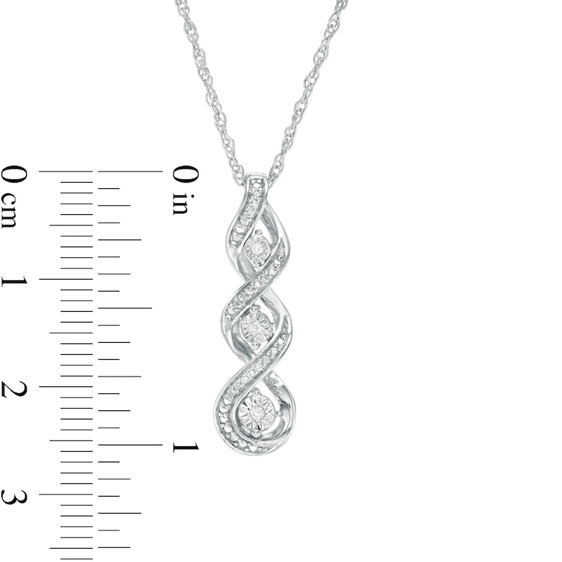 Diamond Accent Linear Three Stone Cascading Infinity Pendant in Sterling Silver