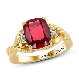 Cushion-Cut Birthstone High School Class Ring by ArtCarved® (1 Stone, Line and Year)
