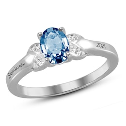 Oval Birthstone High School Class Ring by ArtCarved® (1 Stone and 2 Lines)