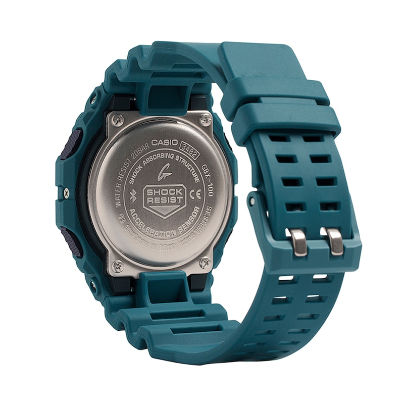 Men's Casio G-Shock Power Trainer G-Lide Teal Strap Watch with Octagonal Black Dial (Model: GBX100-2)