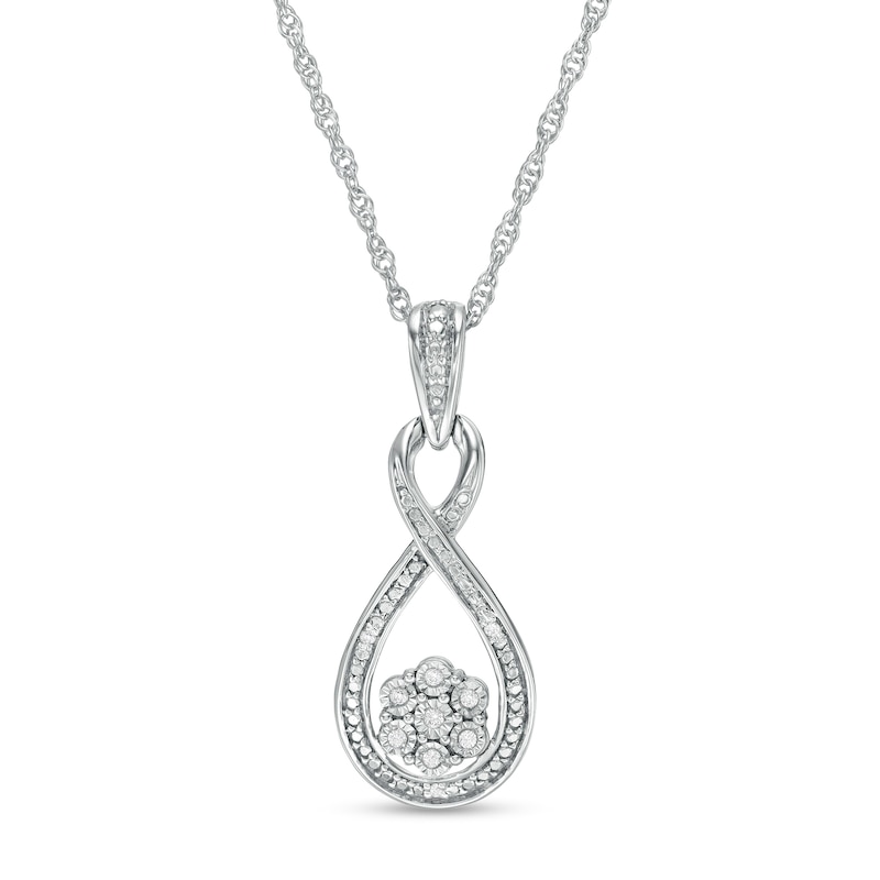 Main Image 1 of Composite Diamond Accent Infinity Pendant in Sterling Silver