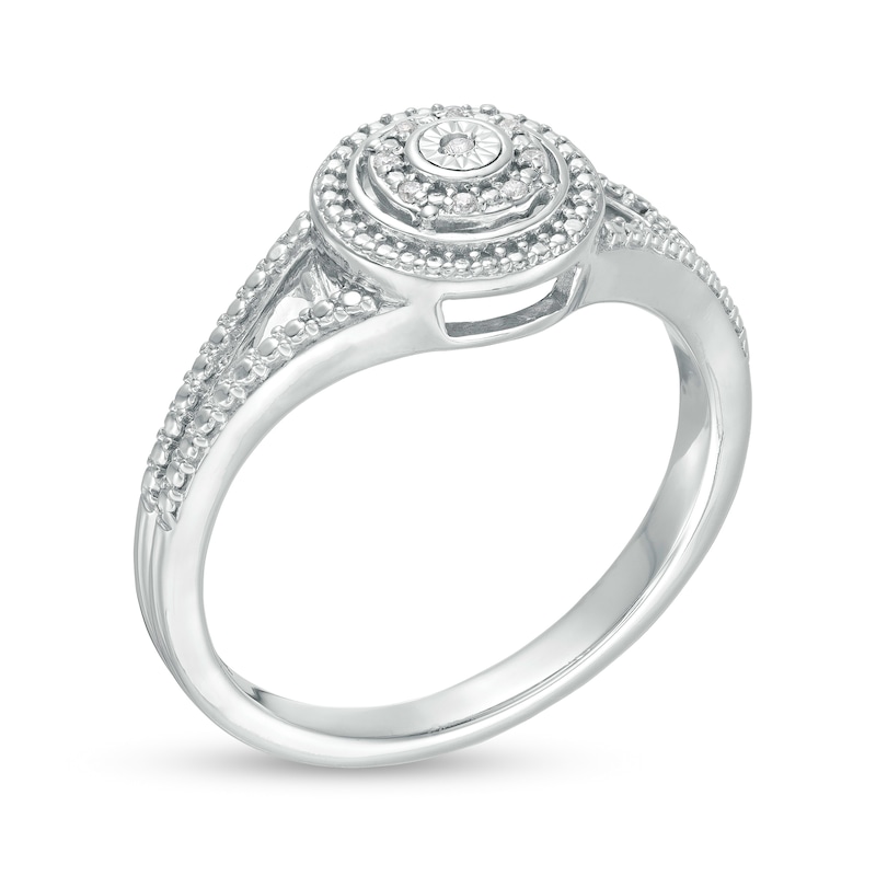 Main Image 3 of Composite Diamond Accent Frame Split Shank Ring in Sterling Silver