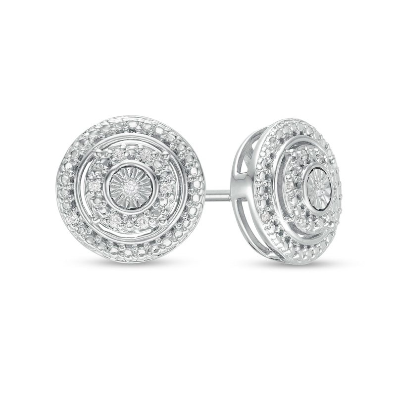 Composite Diamond Accent Frame Stud Earrings in Sterling Silver