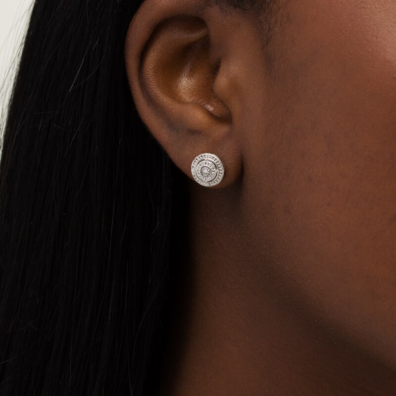 Main Image 2 of Composite Diamond Accent Frame Stud Earrings in Sterling Silver