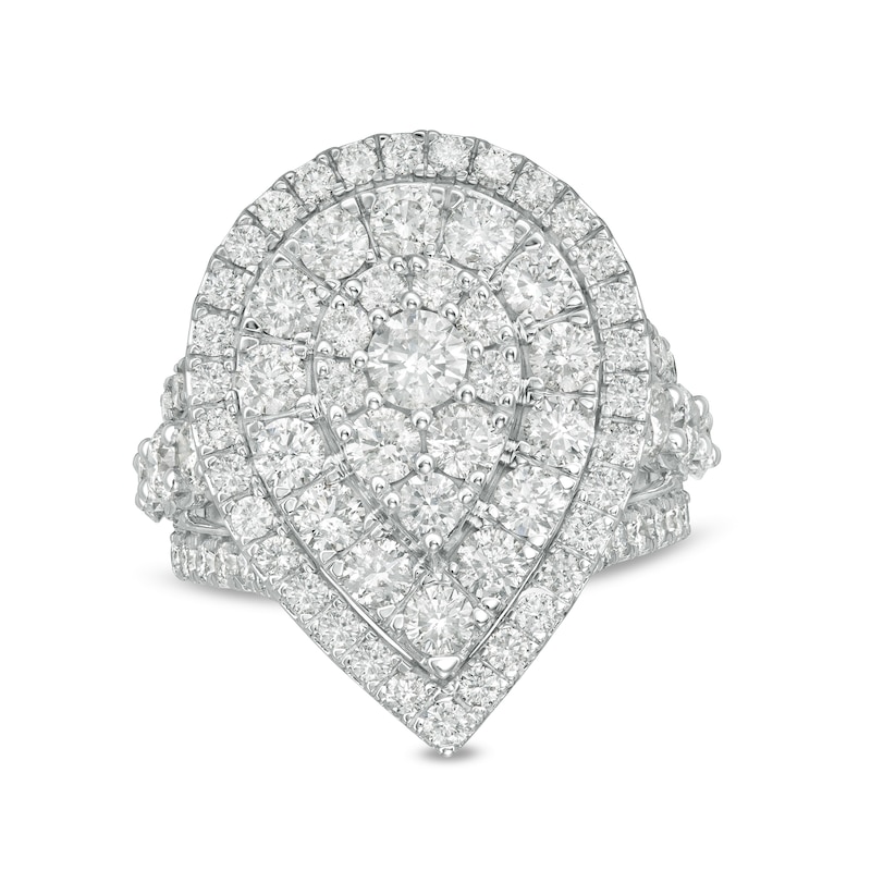 Main Image 1 of 4 CT. T.W. Diamond Layered Teardrop Frame Engagement Ring in 10K White Gold