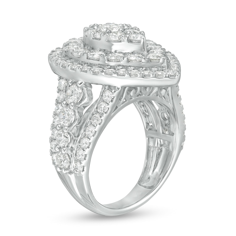 Main Image 3 of 4 CT. T.W. Diamond Layered Teardrop Frame Engagement Ring in 10K White Gold