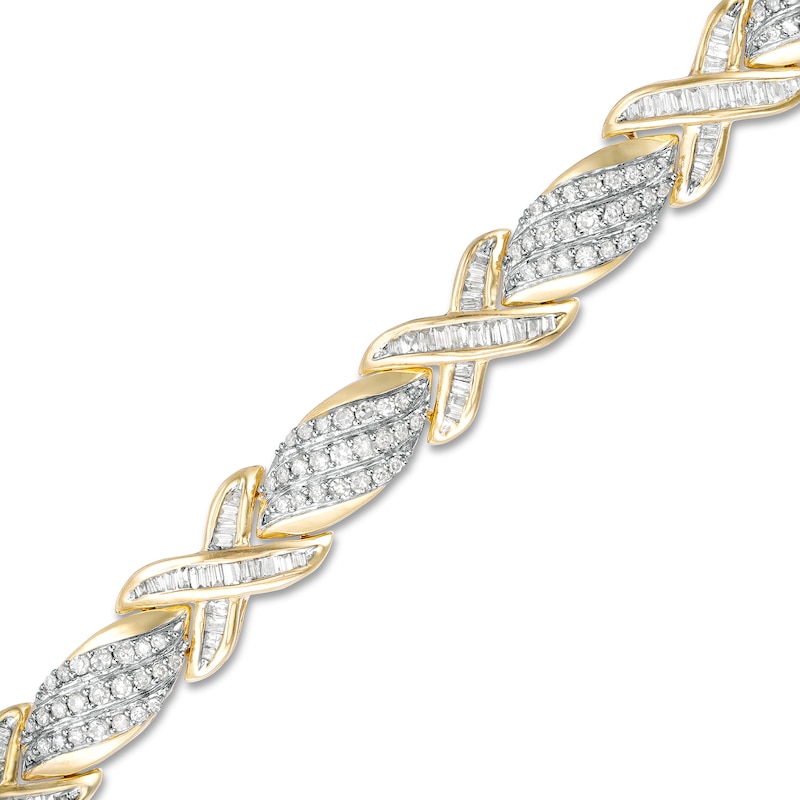 Main Image 1 of 2 CT. T.W. Diamond Cascading Flame and "X" Bracelet in 10K Gold