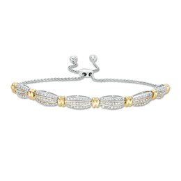 1 CT. T.W. Diamond Tied Triple Row Bolo Bracelet in Sterling Silver with 14K Gold Plate - 9.0&quot;