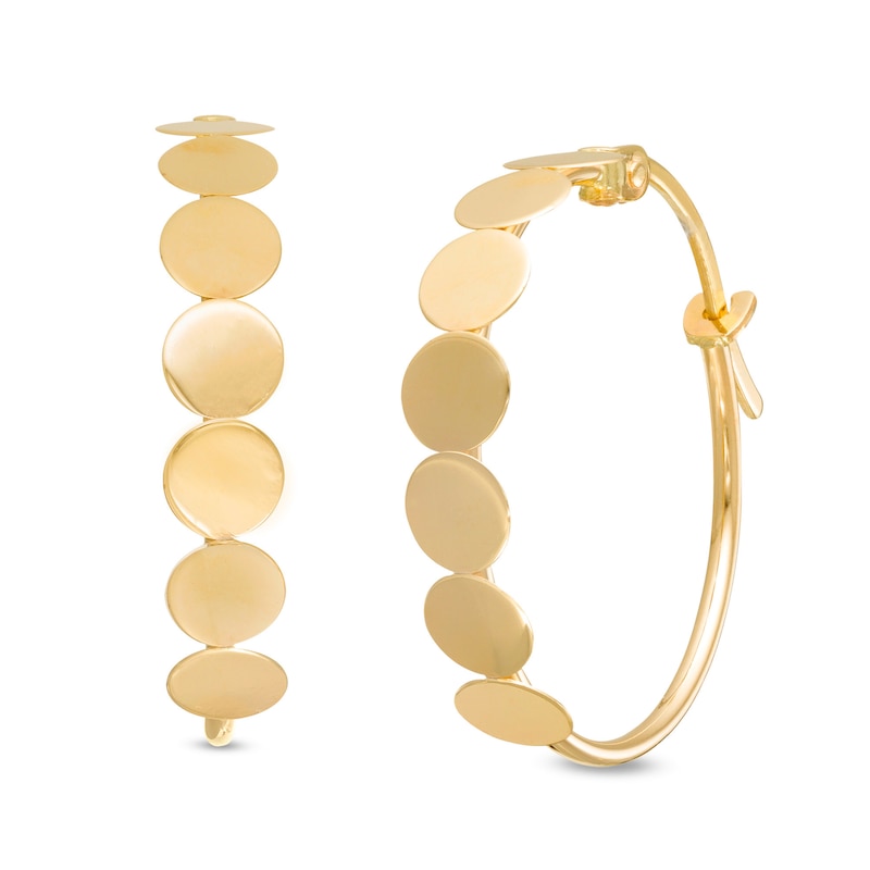 20.0mm Disc Tube Hoop Earrings in 10K Gold
