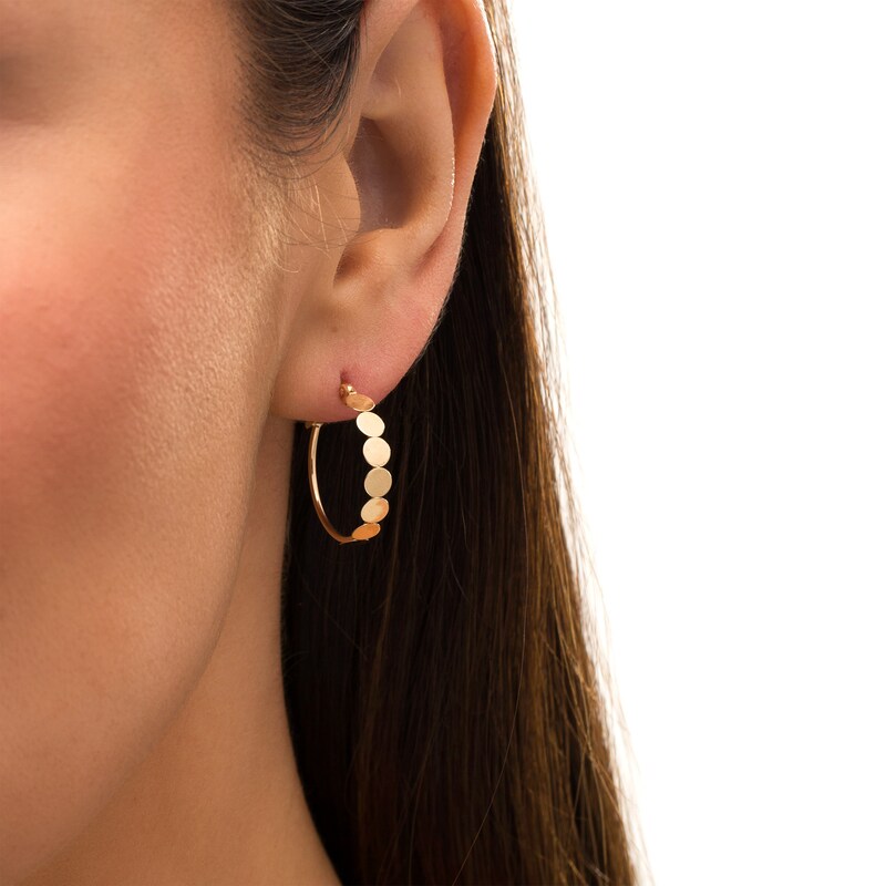 20.0mm Disc Tube Hoop Earrings in 10K Gold