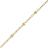 Thumbnail Image 0 of Triple Bead Station Paper Clip Link Chain Bracelet in 10K Gold - 7.5"