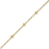Thumbnail Image 1 of Triple Bead Station Paper Clip Link Chain Bracelet in 10K Gold - 7.5"