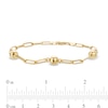 Thumbnail Image 3 of Triple Bead Station Paper Clip Link Chain Bracelet in 10K Gold - 7.5"