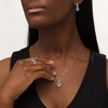 Thumbnail Image 2 of Oval Swiss Blue Topaz and Lab-Created White Sapphire Infinity Pendant, Earrings and Ring Set in Sterling Silver - Size 7