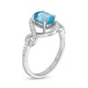 Thumbnail Image 3 of Oval Swiss Blue Topaz and Lab-Created White Sapphire Infinity Pendant, Earrings and Ring Set in Sterling Silver - Size 7