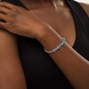Thumbnail Image 2 of Oval Swiss Blue Topaz and Lab-Created White Sapphire Infinity Link Five Stone Bracelet in Sterling Silver - 7.5"