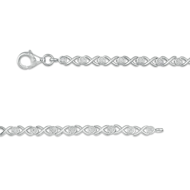 Oval Swiss Blue Topaz and Lab-Created White Sapphire Infinity Link Five Stone Bracelet in Sterling Silver - 7.5"